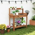 thumbnail image 3 of PetFurnishn  Potting Bench Table, Wooden Work Bench with Removable Sink, Wood Garden Table with Storage Shelves, Drawer, Potting Benches for Outside, Patio Lawn Greenhouse, 3 of 8