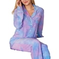 thumbnail image 2 of Doublju Women's Long Sleeve Button Down Pajama Sleepwear 2 pcs Set (Plus Size Available), 2 of 4