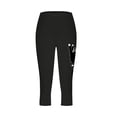 thumbnail image 4 of Quinlirra Womens Capri Pants Clearance Under 5$ Women's Fashion Solid Color Cute Cats Print Leggings With Yoga Sport Elastic Pants, 4 of 5