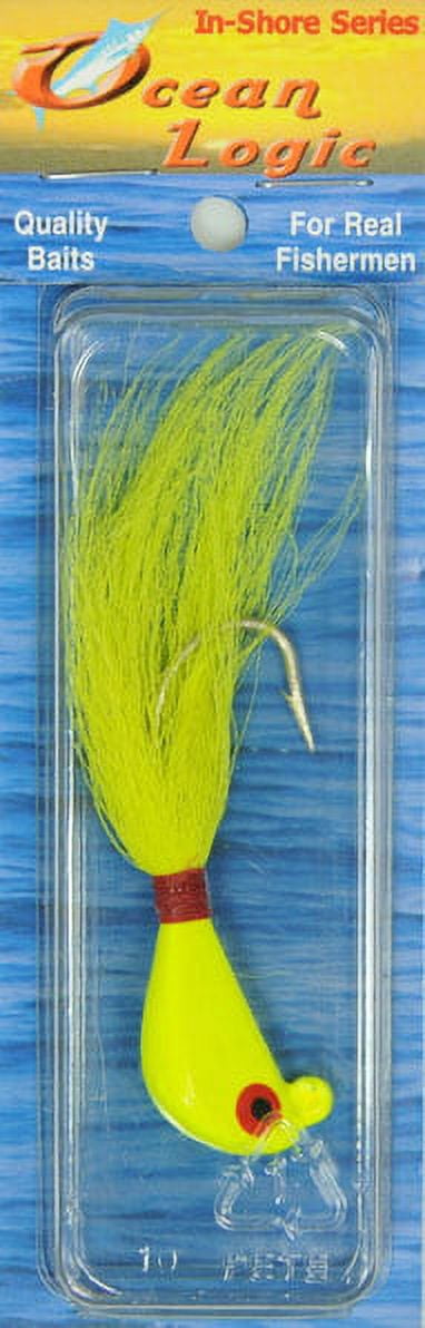 (2 pack) Ocean Logic Striper Fishing Jig, Color Chartreuse, Size 3/4 oz.
