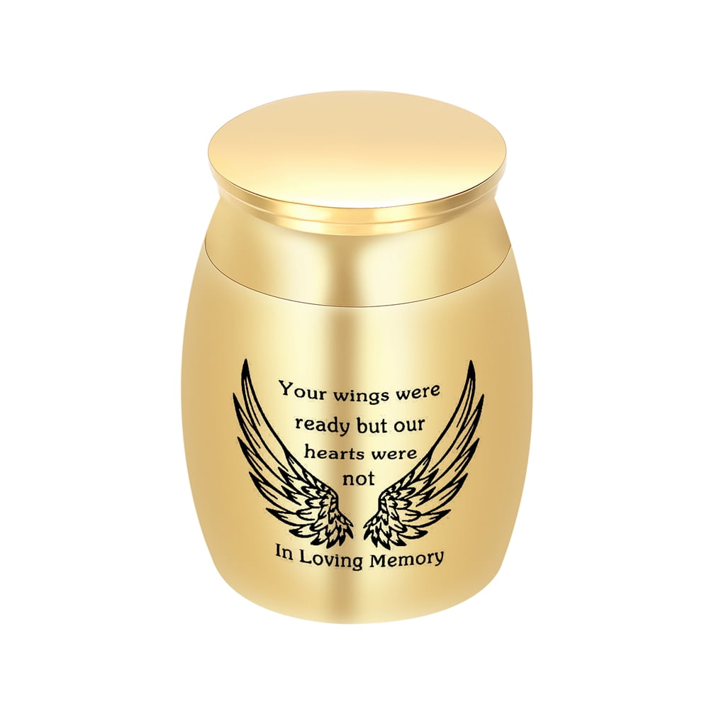 4 Pack Mini Urns for Human Ashes 1.18 Inches Mini Sized Urns for Ashes Adult Male Female Keepsake Cremation Urns for Ashes Stainless Steel-Angel Wings Mini Keepsake