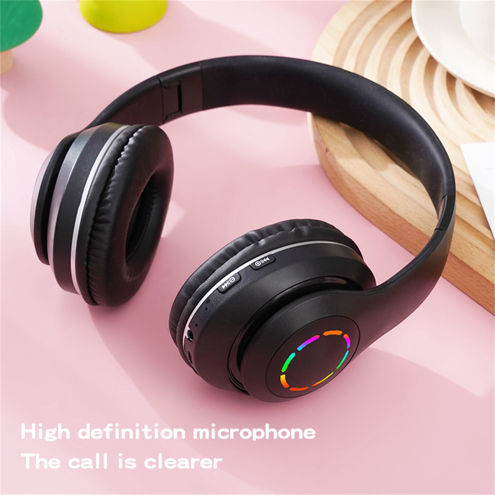 Active Noise Cancelling Headphones Bluetooth Headphones Wireless Headphones Over Ear with Microphone Deep Bass, Comfortable Protein Earpads, 30 Hours Playtime for Travel/Work - Black