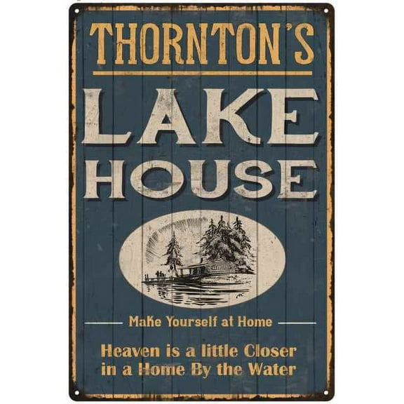 THORNTON'S Lake House Blue Cabin Home Decor 8 x 12 High Gloss Metal 208120038347