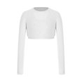 thumbnail image 4 of Hansber Kids Girls Long Sleeve Yoga Sports Crop Top Mesh Cropped Sweatshirt Hip Hop Jazz Dancewear White 14, 4 of 6