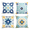 Blue, variant on Orange Talavera Throw Pillow Covers Set of 4, Mexican Tile Decorative Cushion Covers 18x18 Inch, Boho Colorful Geometric Pillowcases for Sofa Couch Bed Patio Outdoor Decor, Hidden Zipper