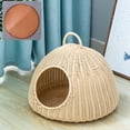 thumbnail image 1 of Cat House Imitación Rattan Cat Bed Cave Pet Bed Cat Condo para Kitty Sleeping Puppy , Beige con 1 Mat, 1 of 8