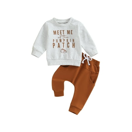 

Baby 2 Piece Halloween Outfit Letter Print Sweatshirt and Pants Set