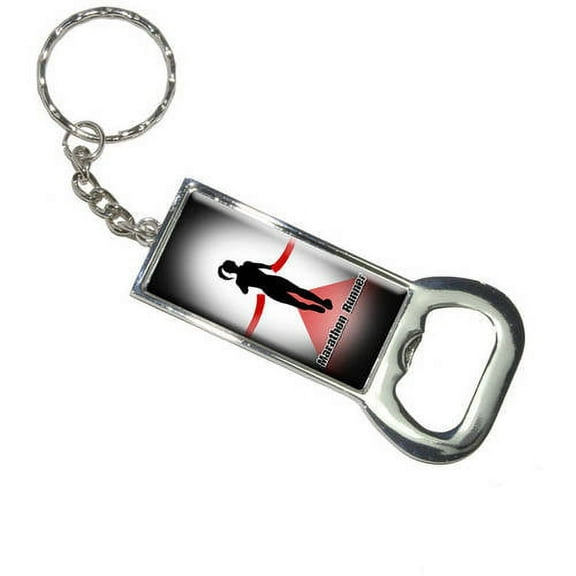 Marathon Runner Running Woman Female Girl Keychain Bottle Bottlecap Opener