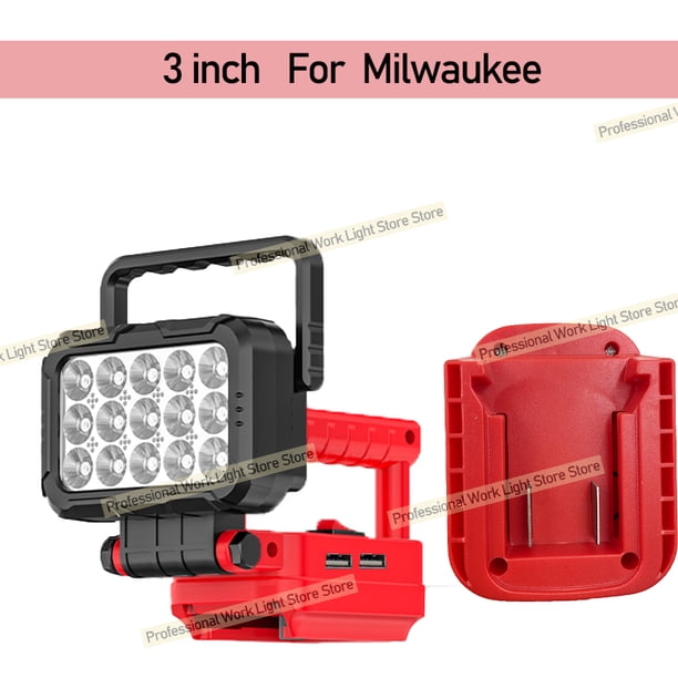 Piezas de Herramienta Eléctrica de 3" para Mil*wau*kee Batería de 18V Luces de Trabajo LED Lámpara Exterior Linterna de Mano Foco USB Charger