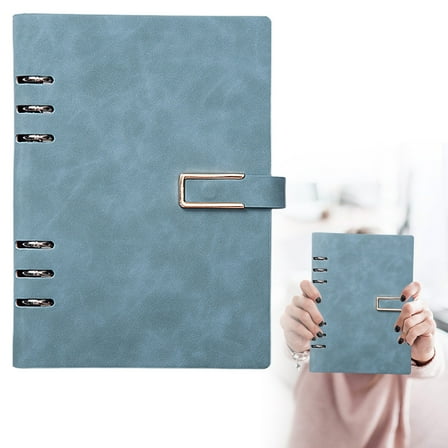 GBAYXJ Leather A5 Notebook 6 Ring A5 PU Leather Refillable Notebook With Paper Navy