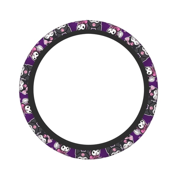 Kuromi Elastic Steering Wheel Cover Stylish Neoprene Decorative Car Accessories for Universal Auto