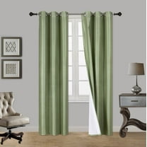 1 Pair Sage Green Noa 63" Length Insulated Lined 100% Heavy Thick Blackout Silver Grommet Window Curtain Panels Drapes Not See Through Energey Saving