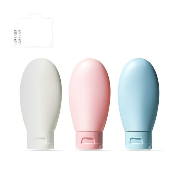 Advancent Botellas de viaje de plástico de 3 piezas con bolsa de almacenamiento Contenedores de gel de ducha Artículos de tocador Dispensadores de Almacenamiento y organización del hogar Advancent HA059170-00
