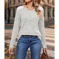 thumbnail image 4 of Camisas de Larga y Cuello Redondo para Mujer, Corte Holgado, Estilo Túnica Informal Elegante, Suéter, Ropa de Otoño e Invierno Gris XXL, 4 of 10
