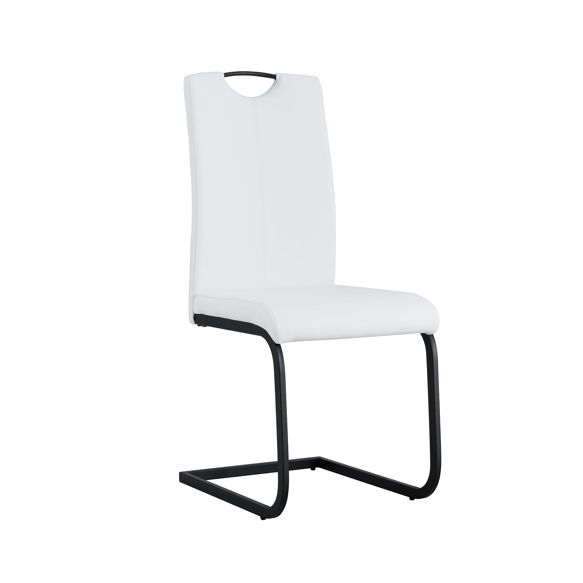 Kepooman White PU Leather Dining Chair, Armless Classic Leisure Chair with Metal Leg, Set of 2 Kepooman White PU Leather Dining Chair, Armless Classic Leisure Chair with Metal Leg, Set of 2