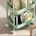 thumbnail image 7 of 2-Tier Rolling Utility Cart with Handles and Locking Swivel Casters, Plastic Storage Organizer Trolley for Kitchen Office Bedroom Green, 7 of 7
