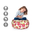 thumbnail image 2 of Strawberry Storage Toy Bag Chair, Tropical Summer Fruit Pattern Strawberry with Traditional Paisley Motifs, Stuffed Animal Organizer Washable Bag, Small Size, Multicolor, by Ambesonne, 2 of 3