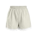 thumbnail image 4 of ByworldtasicNo Boundaries Lace Trim Elastic High Waisted Shorts for Women Summer Casual Loose Lounge Shorts, 4 of 6