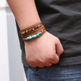 thumbnail image 2 of HZMAN Leather Bracelet for Men Women Handmade Braided Rope Multilayer Wrap Turquoise Tiger Eye Stone Button Bangle Bracelet Jewelry Gift, 2 of 6