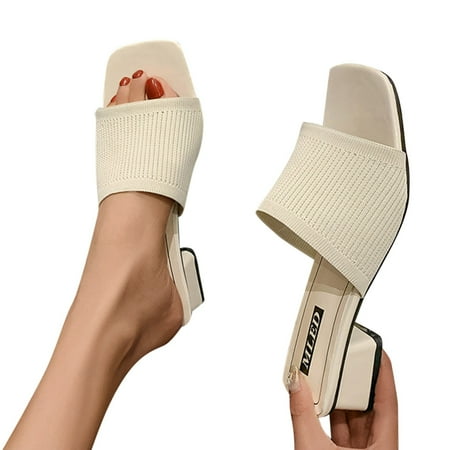 

HIBRO Sandals For Women Ladies Chunky Heel High Heel Bownot Casual Shoes