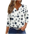 thumbnail image 2 of 3/4 Sleeve Tops for Women Summer Henley Neck Shirts Three Elbow Sleeve Tshirts, 2 of 4