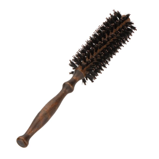 Brosse à Cheveux à Poils Radiaux avec Manche en Bois Rond