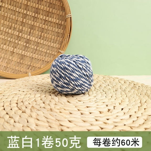 XmhyTop Twine, 1 Rolls 1.5mm ，DIY Crafts, Picture Display and Embellishments, Festive Twine for Gift Wrapping (Each 229 Feet)，Blue White