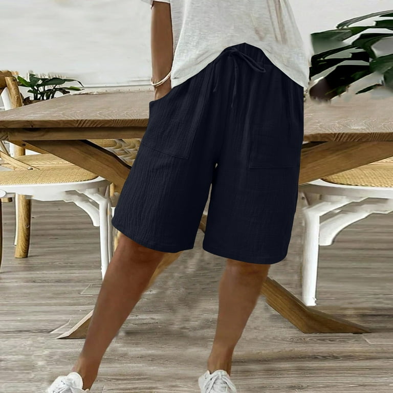 Knee Length Ladies Navy Shorts Uk IWOLLENCE Womens Shorts High