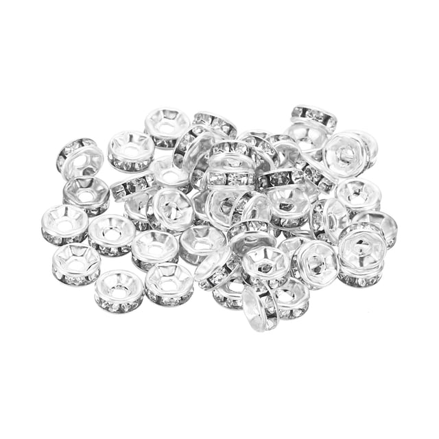 Perlas separadoras de 6 mm, 100 piezas de perlas separadoras de cristal redondas al por mayor para la fabricación de joyas, plateadas