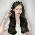 thumbnail image 1 of Peluca con banda para el cabello estilo coreano con cubierta de pelo largo y rizado negro Peluca con cubierta de media cabeza en forma de U para mujer, 1 of 4