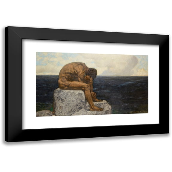 Alexander Rothaug 14x10 Black Modern Framed Museum Art Print Titled - Odysseus (Longing for Home) (Before 1924)