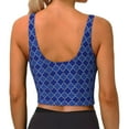 thumbnail image 3 of Haiem Blue Lantern Shapes Pattern Womens Sports Bra - U Neck Padded Low Impact Yoga Bra Workout Crop Top Gym Moisture-Wicking Workout Vest -XX-Large, 3 of 9