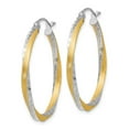 thumbnail image 2 of Primal Gold 14K Yellow Gold and Rhodium Diamond Cut 2.5mm Twisted Hoop Earrings, 2 of 4