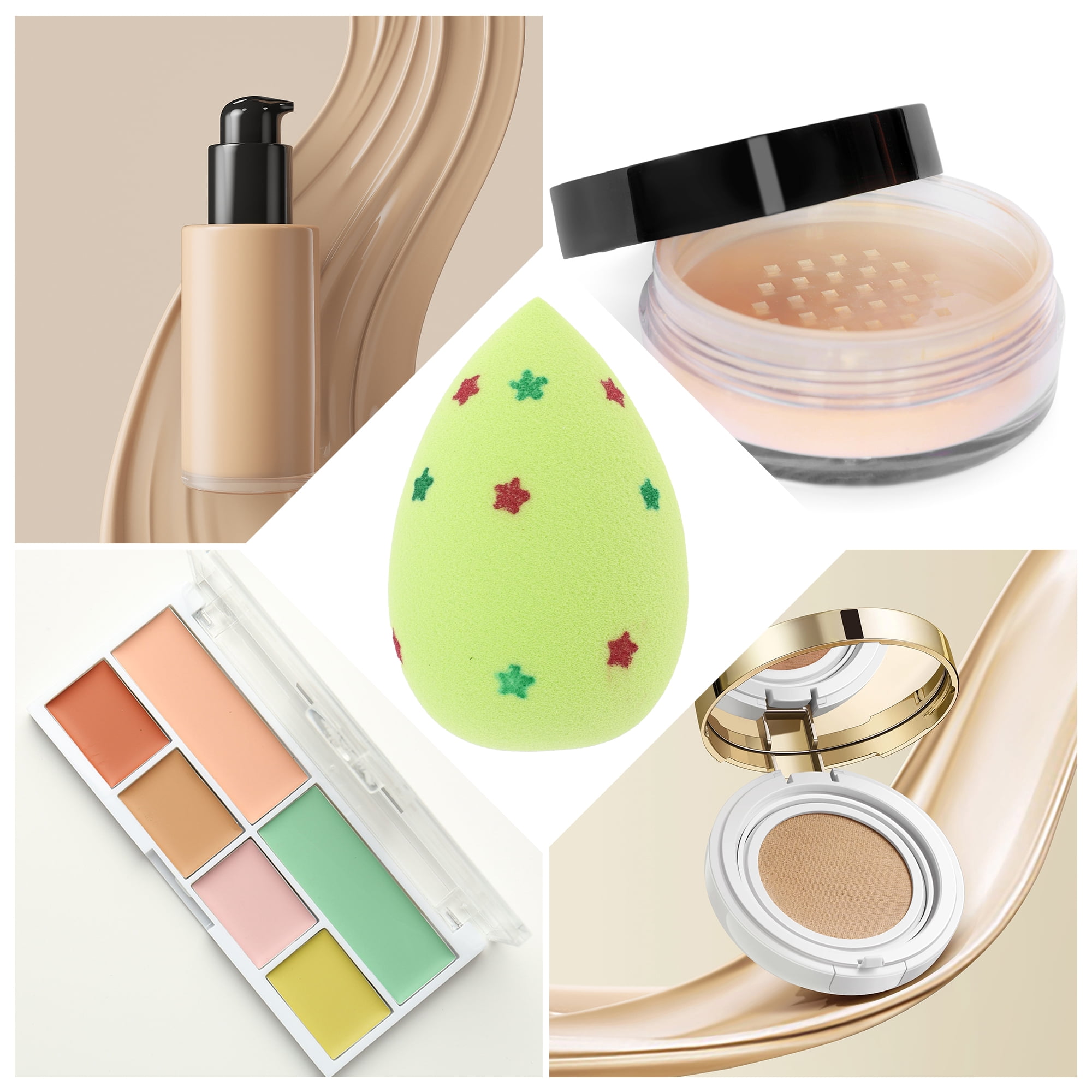 Unique Bargains 1 Pc Two-color Star Makeup Sponge for Makeup Green