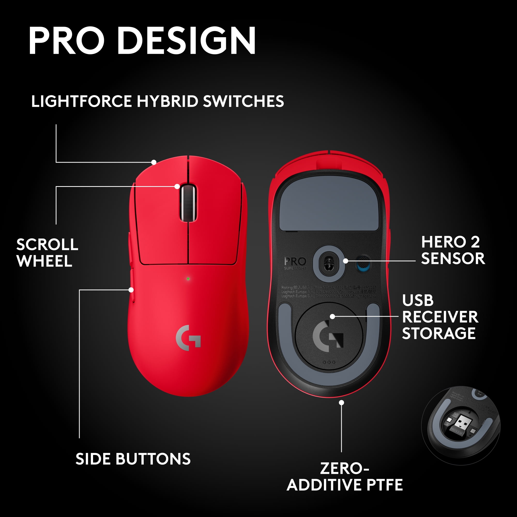 Souris gaming sans fil Logitech G PRO X SUPERLIGHT 2 SE LIGHTSPEED - Rouge