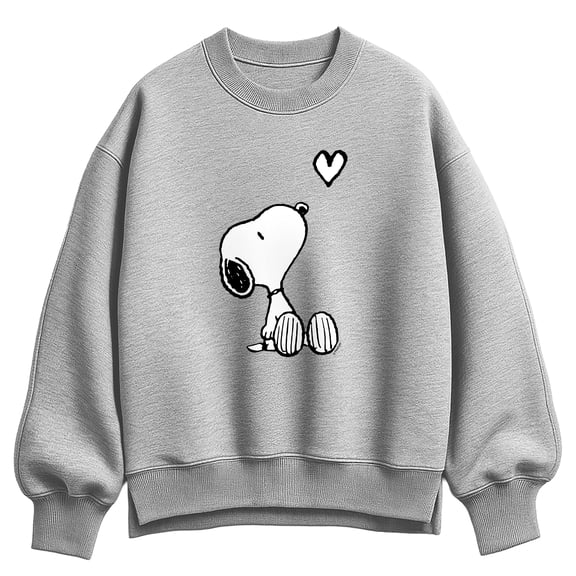Peanuts - Snoopy Heart Oversized Fleece Crew Sweatshirt