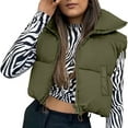 thumbnail image 5 of Douhoow Women Puffer Cropped Jacket Winter Warm Zipper Lightweight Sleeveless Crop Waistcoat, 5 of 5