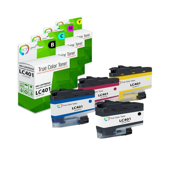 TCT LC401 Ink Cartridge 4 Pack - Premium Compatible Replacement for Brother LC401 LC401BK LC401C LC401M LC401Y