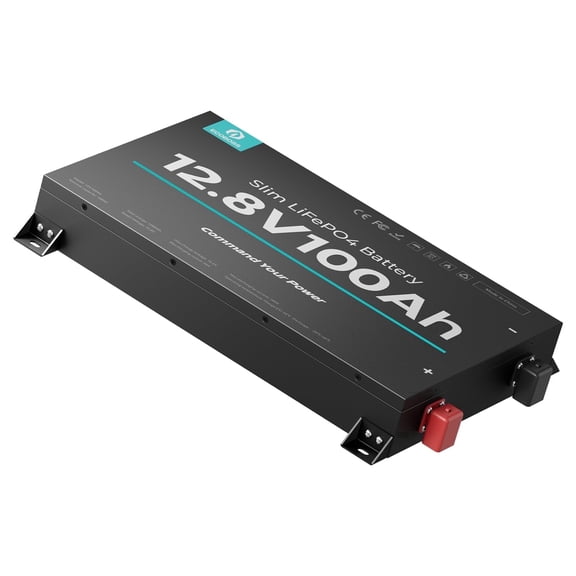 ECOBOSS 12V 100Ah LiFePO4 Lithium Battery, 2.76-inch Slim Deep Cycle Power for RV, Van Life, Trolling Motor & Car Auxiliary Power