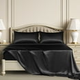thumbnail image 7 of PiccoCasa Satin Sheet Set 4 Pcs Polyester Silky and Soft Sheets Black King, 7 of 7