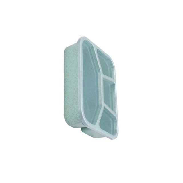 ZheElen 4-Grids Sungle Layer Multi-colors Rectangular Food Container Fresh-keeping Plastic Storage Case Household Office Green