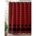 thumbnail image 3 of Red Black Plaid Waterproof Fabric Shower Curtain, Country Vintage Star Abstract Gingham Shower Curtain for Bathroom Curtains Bathtubs Hotel Washable Shower Curtains with 12 Hooks Small 36x72in, 3 of 6