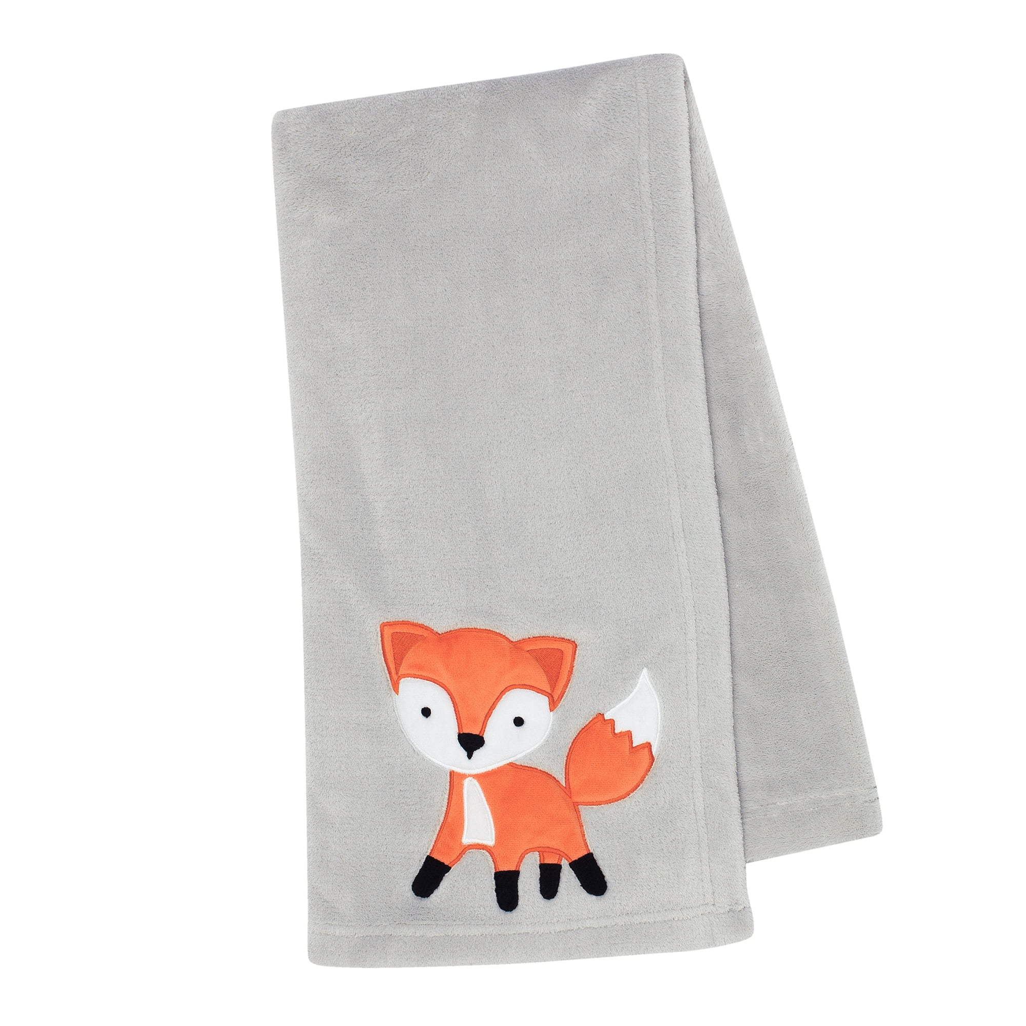 Bedtime Originals Woodland Friends Gray Fleece with Orange Fox Baby Blanket - Gray