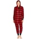 thumbnail image 5 of Pijama de una pieza de polar con capucha para mujer - Rojo (talla mediana), 5 of 6