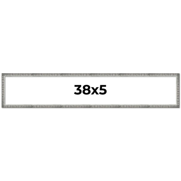 38x5 Frame Silver Grey Distressed Solid Wood Picture Frame | 0.75 Inch Moulding Width | Interior