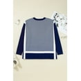 thumbnail image 6 of Women's Oversized Blue Stripe Color Block Dolman Tunic Sweater - [ZhiHiMeRi] | L, 6 of 11