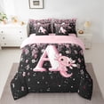thumbnail image 2 of Manfei Girls Pink Monogrammed Twin Bedding Sets 7pcs, Personalized Letter A Bedding Comforter Set, Kawaii Axolotl Cherry Blossoms Sheet Sets, Super Cozy Room Decor, 2 of 8