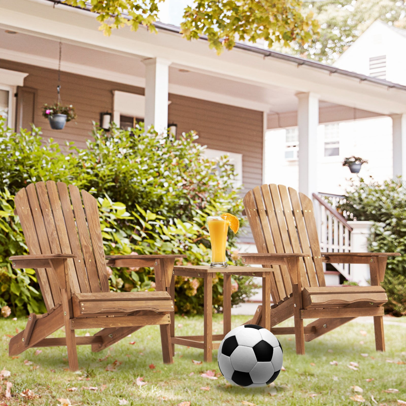 Hitop&nbsp;Wooden Outdoor Folding Adirondack Chair Set of 2 Wood Lounge Patio Chair for Garden,Garden, Lawn, Backyard, Deck, Pool Side, Fire Pit,Half Assembled,