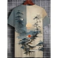 thumbnail image 3 of Men's Soft Short Sleeve T-Shirt with Asian Style Abstract Landscape Print - Lightweight Breathable Fabric, Comfortable Crew Neck Design, Comfortable Fit, Printed Top, Easy Fashion, 3 of 6