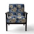 thumbnail image 4 of Designart "Victorian Roses In Cobalt Blue" Blue Rose Pattern Upholstered Accent Chair - Cottage Arm Chair For Bedroom, 4 of 7